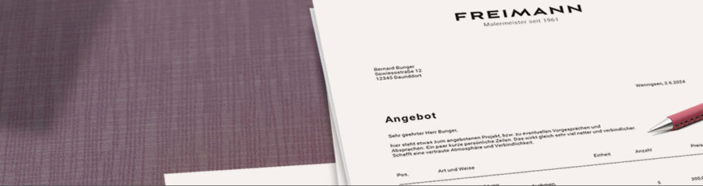 Detailliertes und übersichtlich gegliedertes Angebot als Grundlage für transparente Preise und zuverlässige Projektplanung.